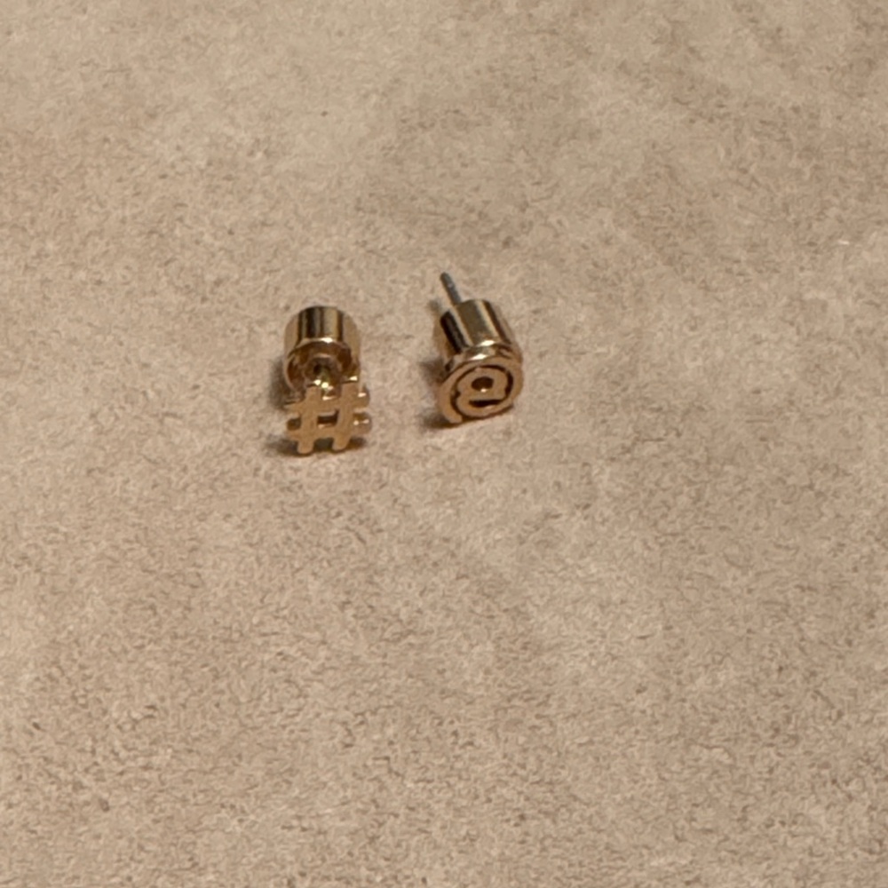 Jenny Bird Gold Hashtag and @ Symbol Earrings